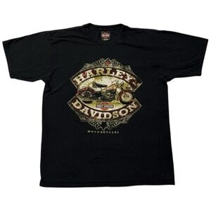 Harley-Davidson Black‎ and Gold Motorcycle Tee Large